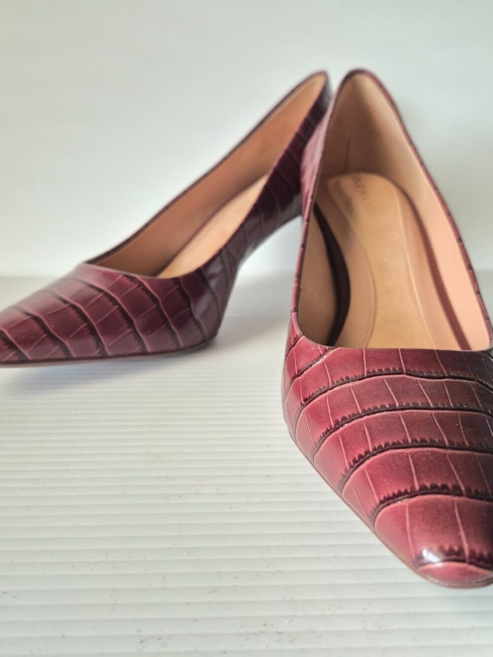 Cole Haan Go-to Janey Pump Mahogany Crocodile Print Leather size 8.5